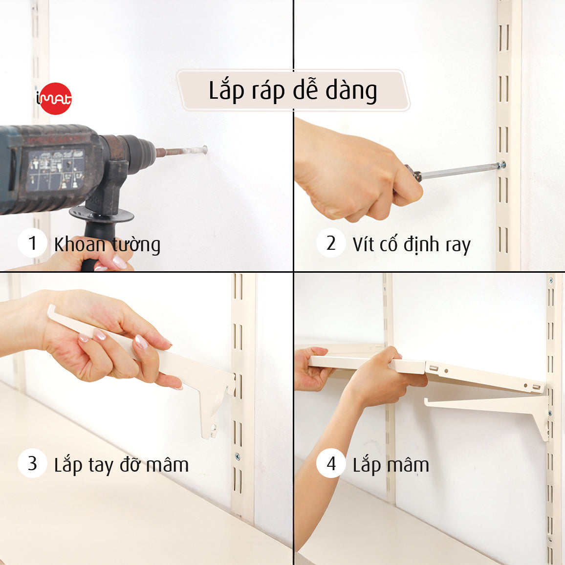 Kệ lắp ráp DIY 4 tầng mâm sắt