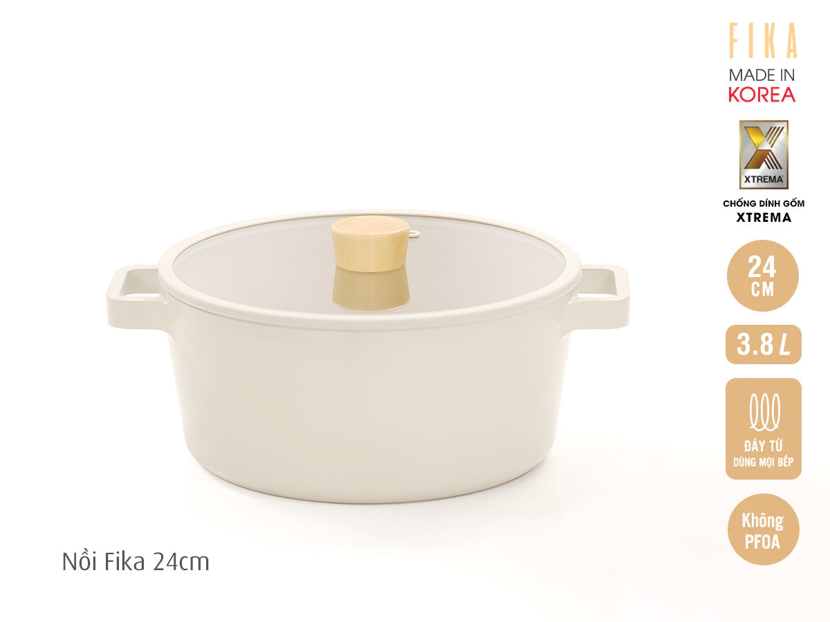 Nồi Fika Hàn Quốc, tráng gốm chống dính, đáy từ