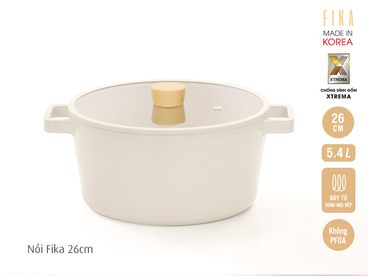Nồi Fika Hàn Quốc, tráng gốm chống dính, đáy từ