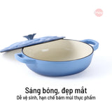 Chảo gang tráng men đa năng nắp cánh hoa 24cm
