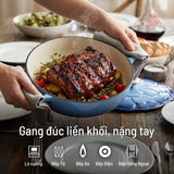 Chảo gang tráng men đa năng nắp cánh hoa 24cm