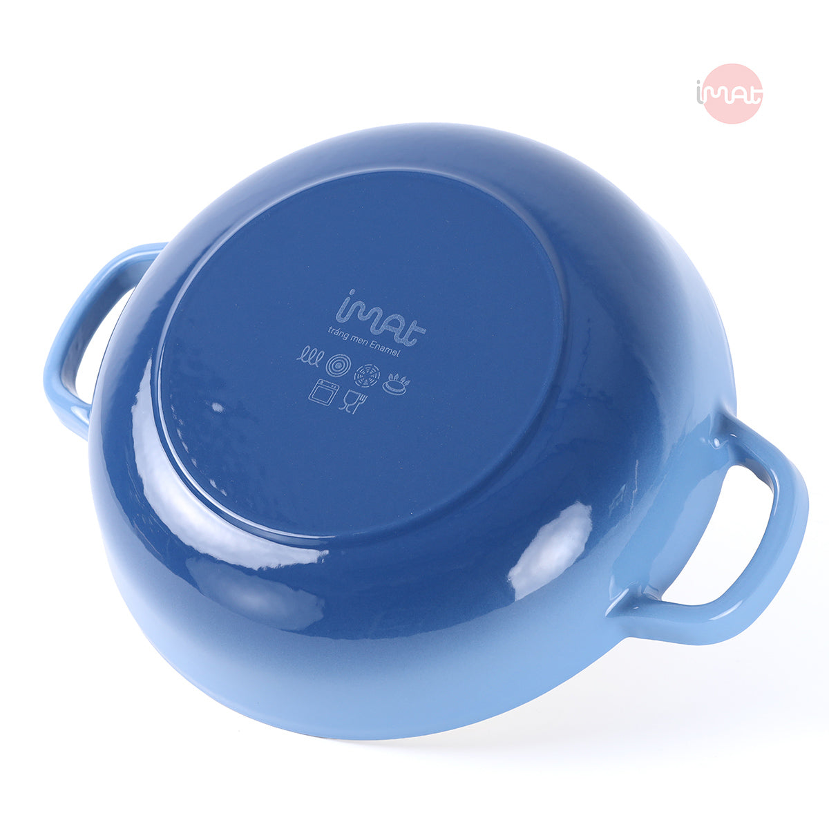 Chảo gang tráng men đa năng nắp cánh hoa 24cm