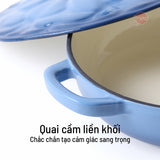 Chảo gang tráng men đa năng nắp cánh hoa 24cm