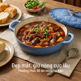 Chảo gang tráng men đa năng nắp cánh hoa 24cm