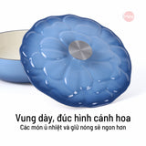 Chảo gang tráng men đa năng nắp cánh hoa 24cm