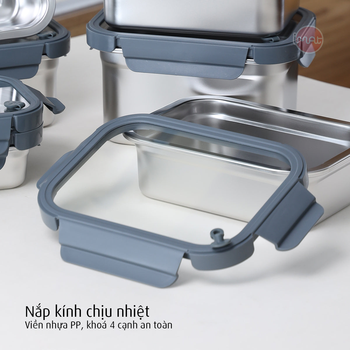 Hộp inox dùng vi sóng, nắp thuỷ tinh chịu nhiệt