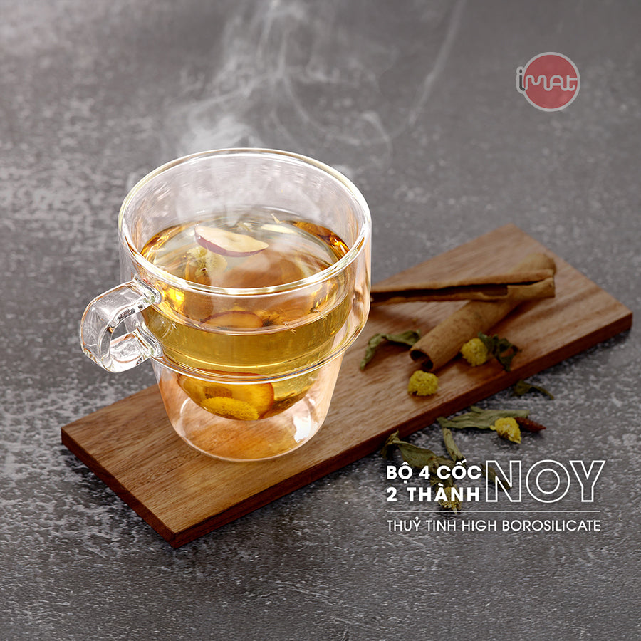 Bộ cốc NOY 2 thành 250ml bằng thuỷ tinh Borosilicate