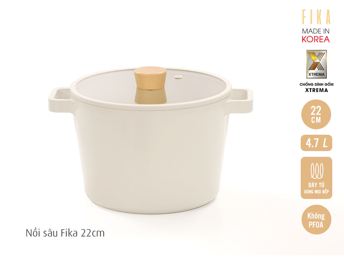 Nồi Fika Hàn Quốc, tráng gốm chống dính, đáy từ