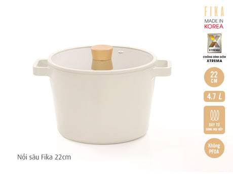 Nồi Fika Hàn Quốc, tráng gốm chống dính, đáy từ