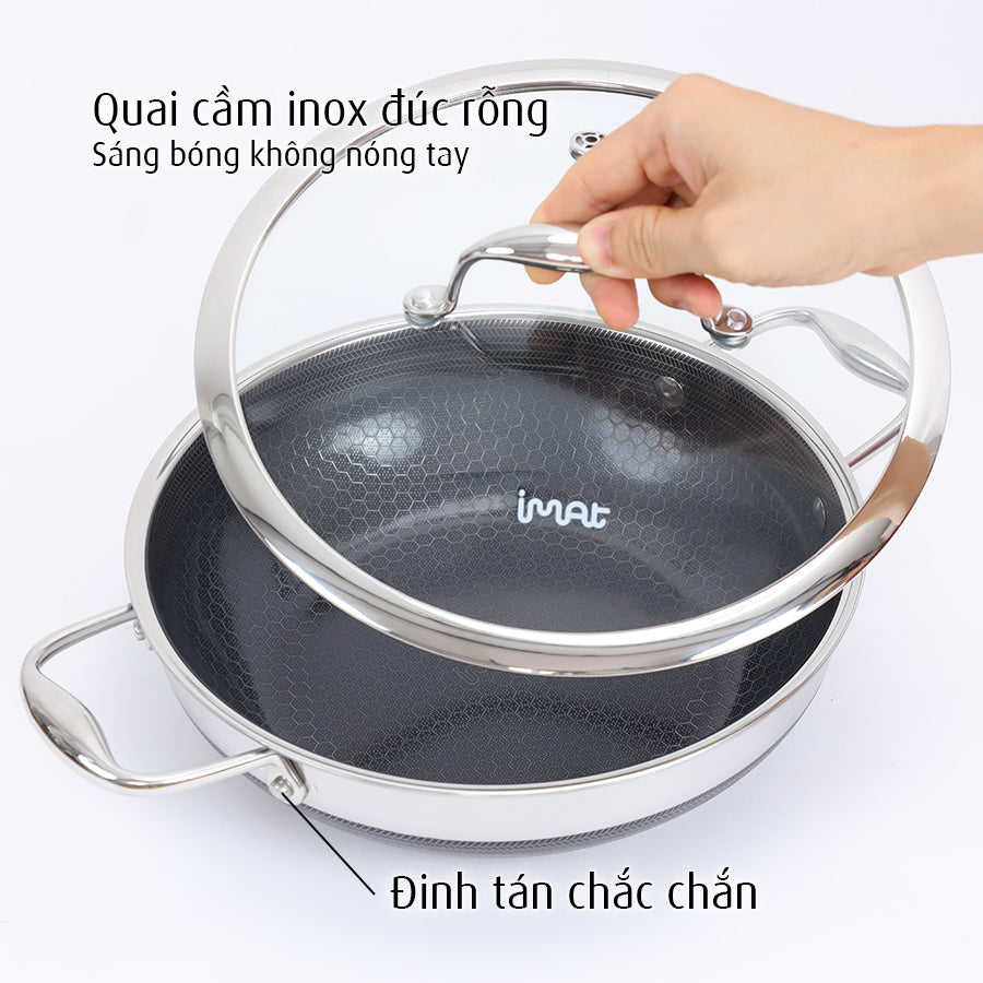 Chảo đa năng hai tay cầm iMat Hybrid lòng đen