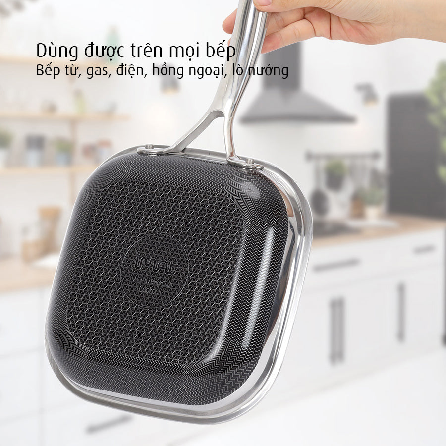 Chảo vuông iMat Hybrid lòng đen