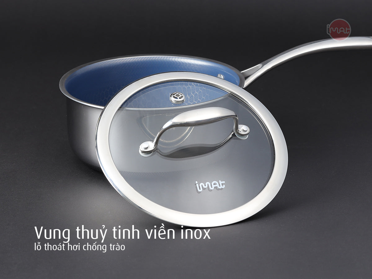 Bộ 5 nồi chảo iMat Hybrid tráng gốm xanh
