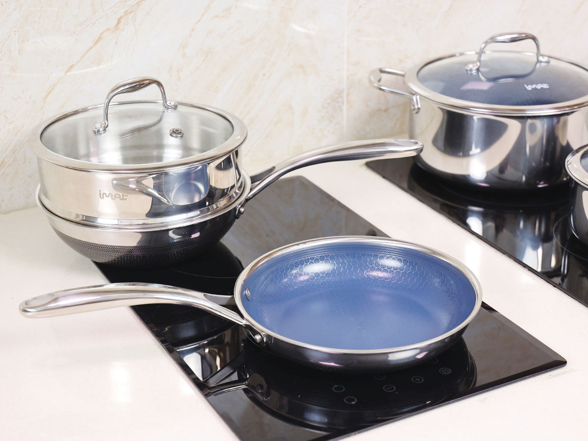 Bộ 5 nồi chảo iMat Hybrid lòng xanh