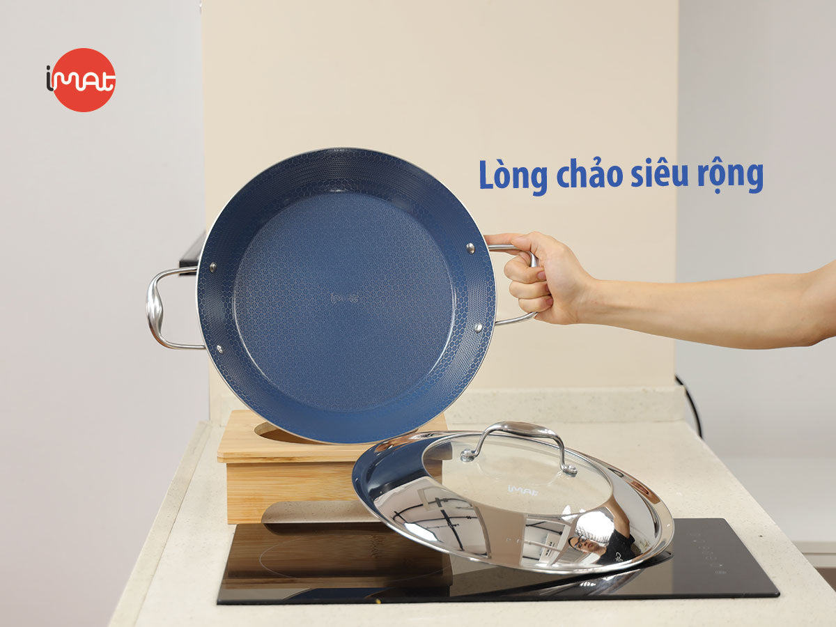 Chảo Paella 32 iMat Hybrid, lòng xanh