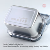 Hộp inox dùng vi sóng, nắp thuỷ tinh chịu nhiệt