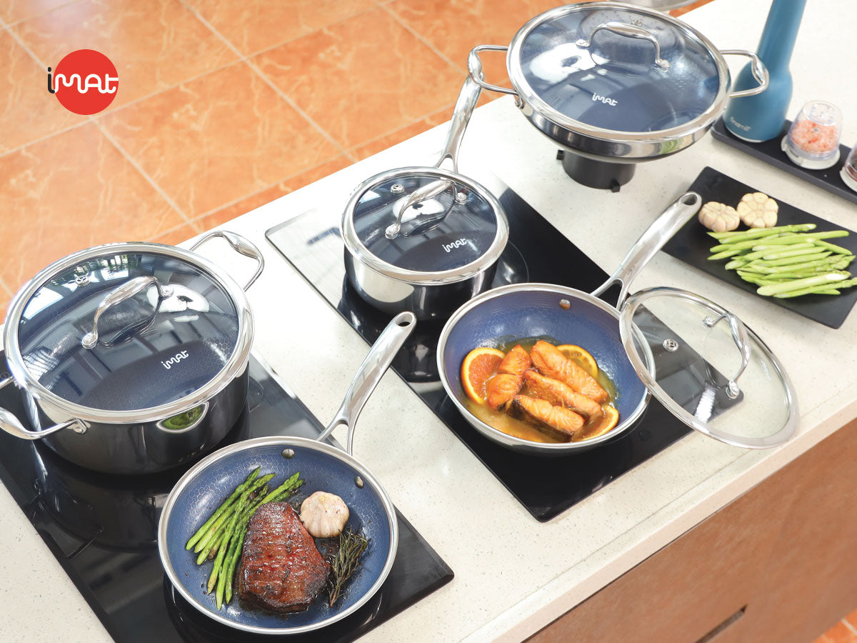 Bộ 5 nồi chảo iMat Hybrid lòng xanh