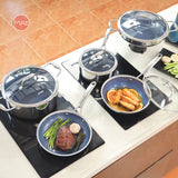 Bộ 5 nồi chảo iMat Hybrid lòng xanh