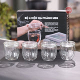 Bộ 4 cốc thuỷ tinh hai thành MEG
