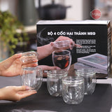Bộ 4 cốc thuỷ tinh hai thành MEG