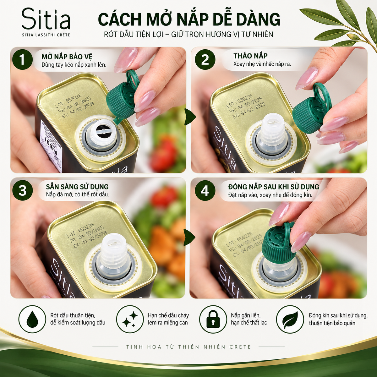 Dầu Ô liu nguyên chất cao cấp Sitia