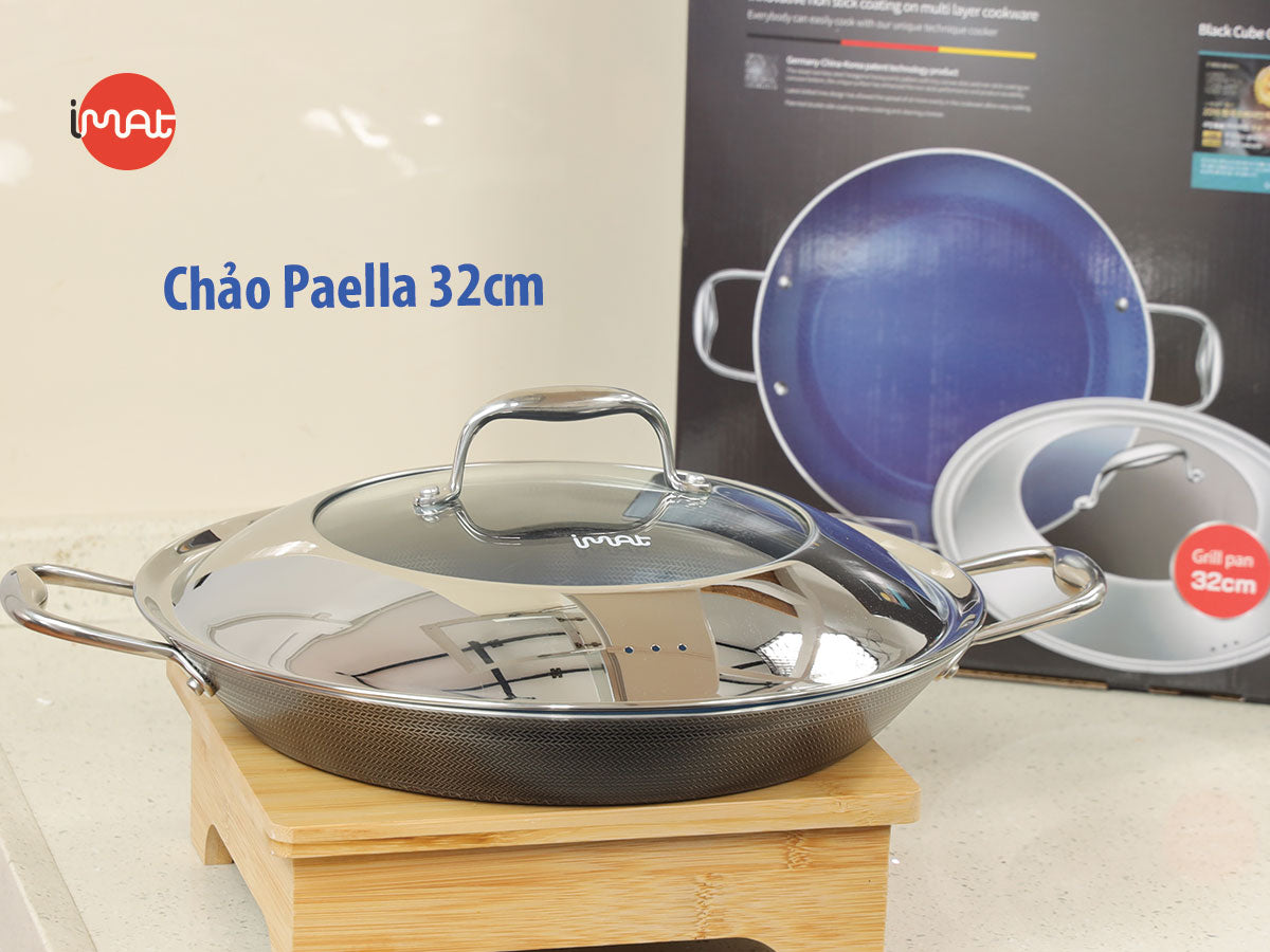 Chảo Paella 32 iMat Hybrid, lòng xanh