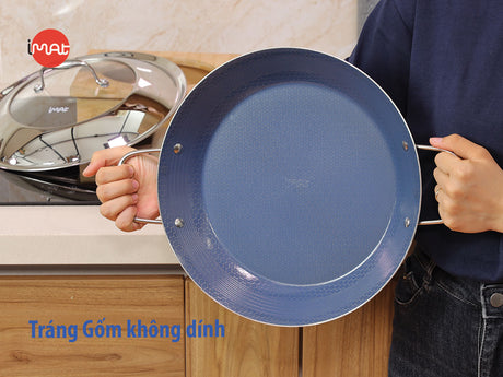 Chảo Paella 32 iMat Hybrid, lòng xanh