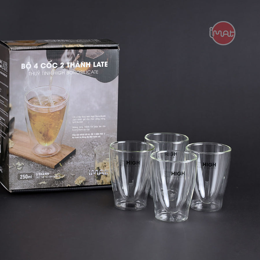 Bộ cốc LATE 2 thành 250ml bằng thuỷ tinh Borosilicate